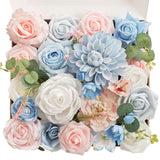 Artificial Flowers Baby Pink & Baby Blue Flower Combo For Diy Wedding Bouquets Table Centerpieces Arrangements Party Baby Shower Home Decorations
