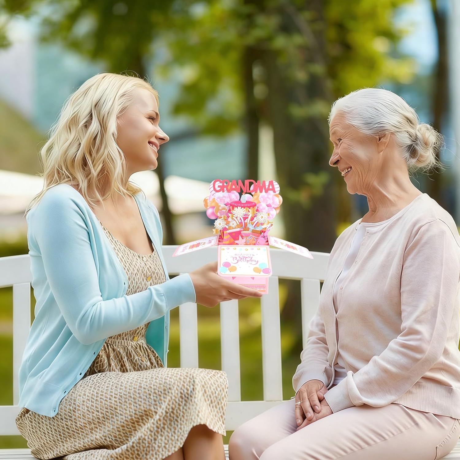 Happy Birthday Grandma Pop Up Card, Colorful Popup Mothers Day Birthday Card Balloons Fireworks Greeting Cards With Envelope Creative Gifts For Nana From Granddaughter Grandson