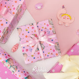 Reversible Baby Girl Wrapping Paper Elephant With Pink Polk Dots Paper For Baby Shower Kids Birthday Party - 17Inch X 394Inch(33Feet)