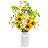 23.5" Faux Flowers In Vase, Silk Sunflower Artificial Flowers With Metal Pot Fake Sunflowers With Vase Flowers Arrangement Centerpieces For Table Kitchen Dining Living Room Home Spring Decor