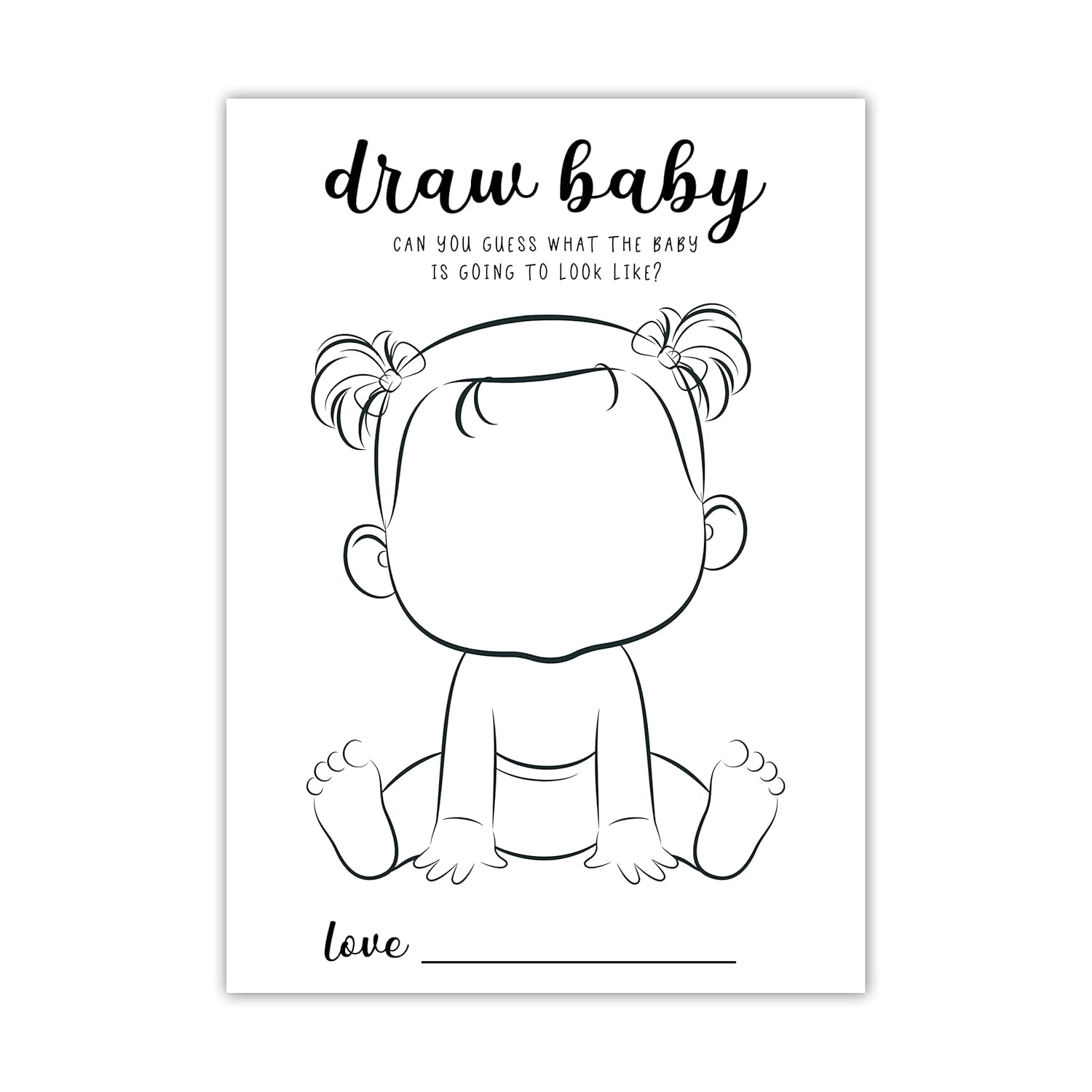 Draw Baby Shower Games, Boy Or Girl Gender Reveal Party Game - Baby Shower Party Activities Supplies - Can You Guess What The Baby Is Going To Look Like 30 Cards/Drawbaby-002