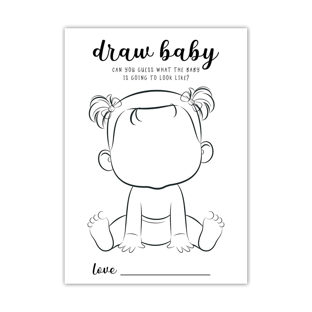 Draw Baby Shower Games, Boy Or Girl Gender Reveal Party Game - Baby Shower Party Activities Supplies - Can You Guess What The Baby Is Going To Look Like 30 Cards/Drawbaby-002