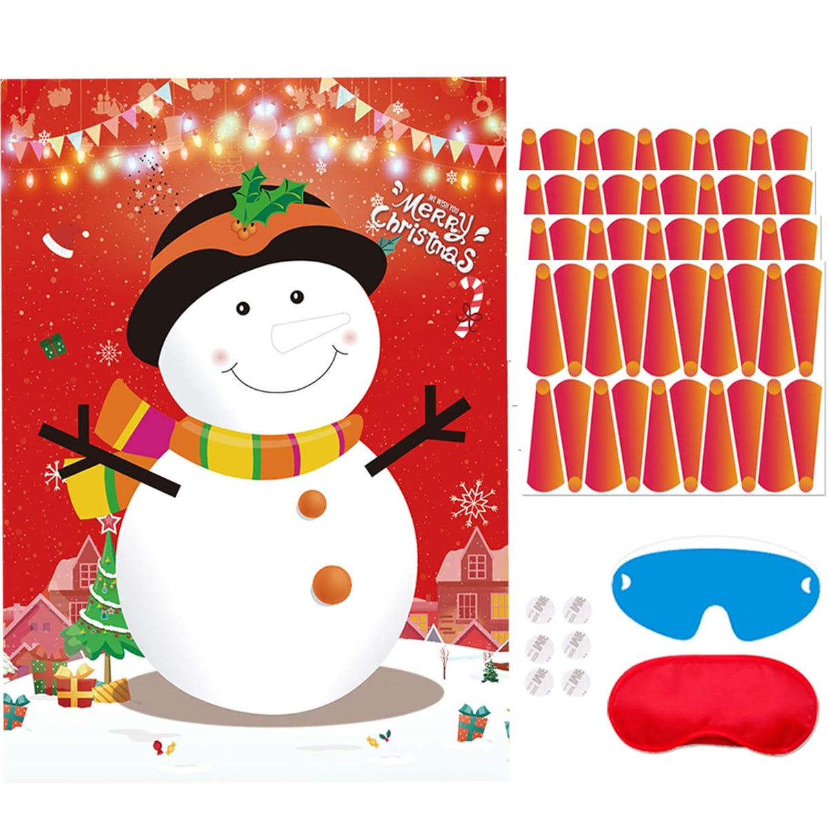 Pin The Nose On The Snowman Christmas Party Games For Kids Xmas Holiday New Year Game Favors Birthday Party Supplies - 80 Nose Stickers