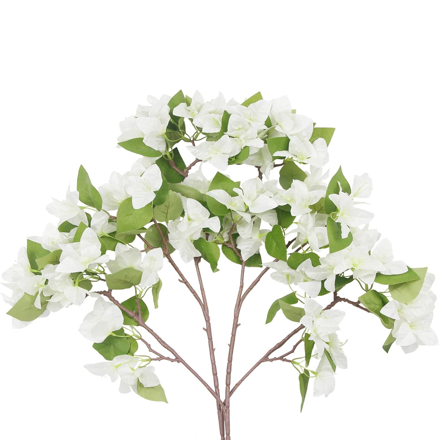 2 Pcs Artificial Flowers Bougainvillea Outdoor White Faux Bougainvillea Flowers With Stems Artificial Bougainvilleas Silk Flowers Branches For Garden Wedding Centerpieces Table Runner Decor