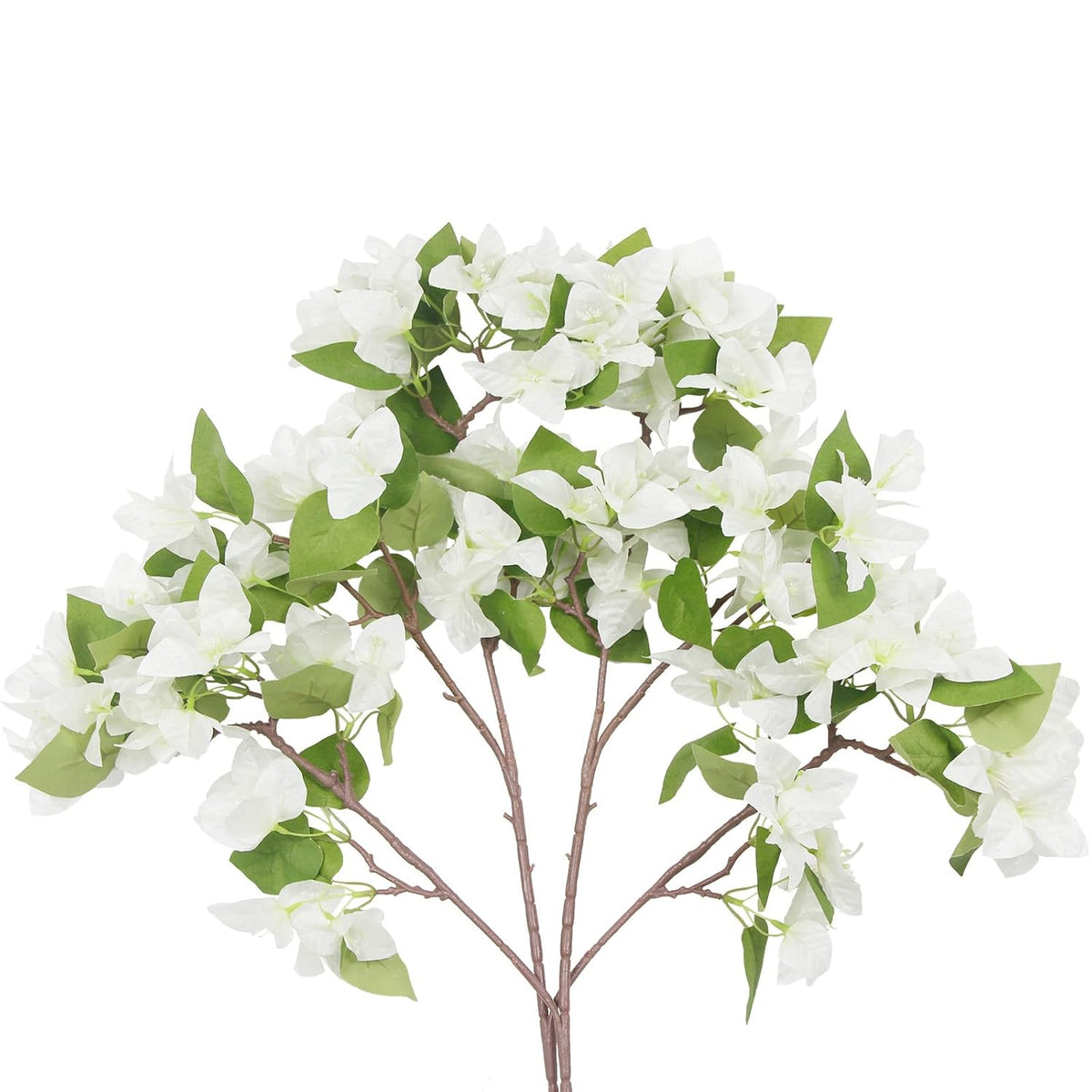 2 Pcs Artificial Flowers Bougainvillea Outdoor White Faux Bougainvillea Flowers With Stems Artificial Bougainvilleas Silk Flowers Branches For Garden Wedding Centerpieces Table Runner Decor