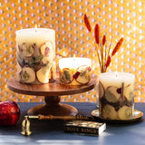 Small Round Botanical Candle - Spicy Apple 5.5" Burn Time 120 Hours Notes Of Cardamom, Cinnamon, Clove, Long Lasting Candles, Candle Gifts