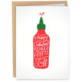 Funny Valentine'S Day Card For Him Or Her | Happy Valentine'S Day Hot Stuff | Hot Sauce Card For Husband Or Wife