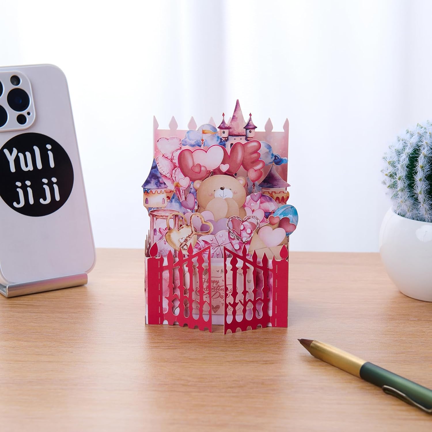 Pop Up Anniversary Card, Couple Wedding Card For Her, Him, Ideal Gift For Wedding, Anniversary, Valentines Day, Mom, Wife, Girlfriend? Wife,Husband, Pink Hearts Greeting Card With Envelope