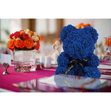 Rose Teddy Bear, 10 Inch Flower Bears With Lights, Artificial Foam Floral Gifts For Valentines Day Mothers Day Christmas Wedding Anniversary Birthday Home Bedroom Office Decor (A-Royal Blue)