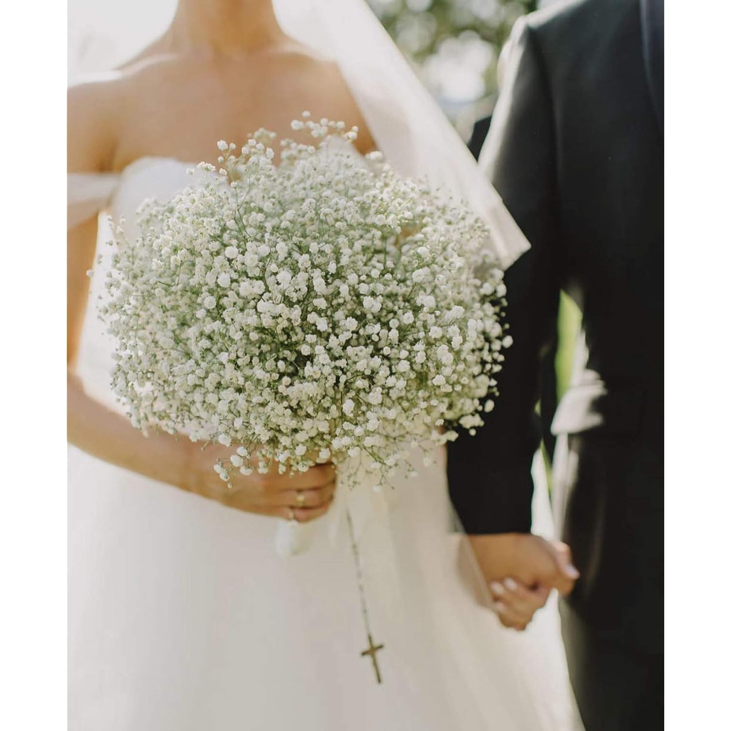 Babys Breath Artificial Flowers, 24 Pcs Fake Flowers Gypsophila Bouquet Fall Flowers Artificial For Decoration, Real Touch Silk Flower For Wedding Christmas Diy Party Home Garden Office(White)