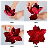 Glitter Christmas Flowers Large Velvet Magnolia Artificial Floral Ornaments Pack Of 6 Folded Flower For Christmas Tree Decoration Wreath Decor Wedding Centerpiece (White)