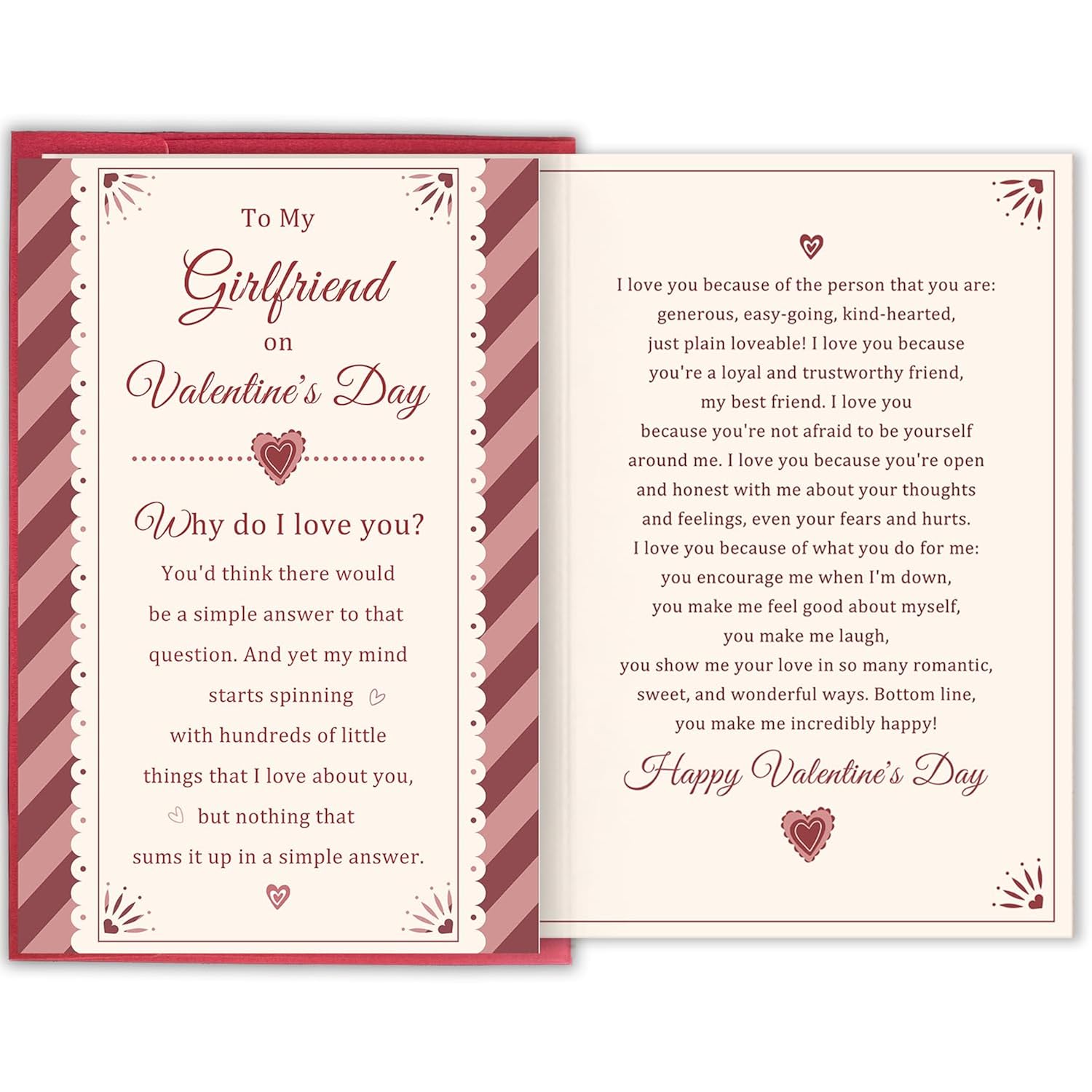 Sweet Valentine'S Day Card For Girlfriend, Romantic Valentines Gift From Boyfriend, Love Card For Her, To My Girlfriend On Valentine'S Day