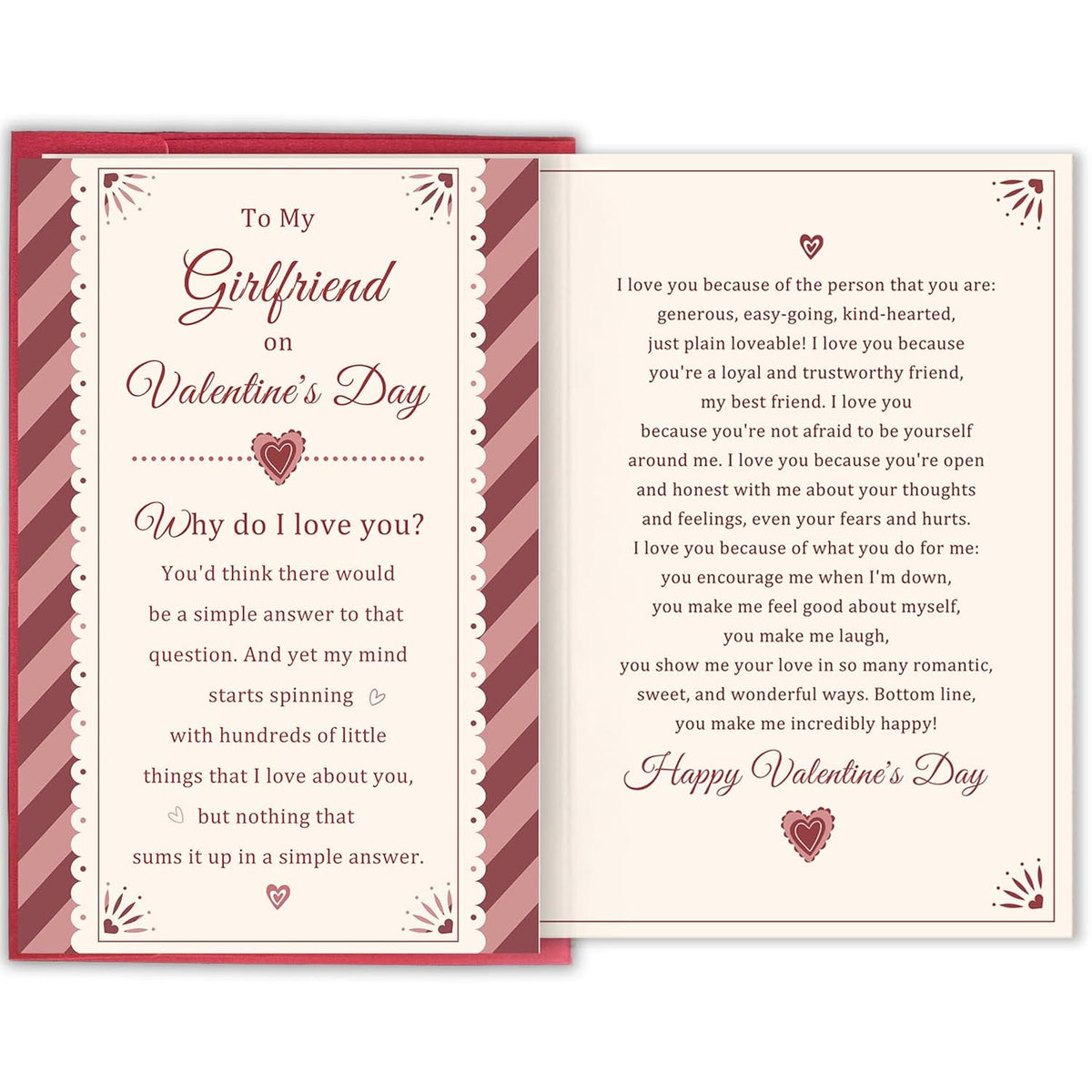 Sweet Valentine'S Day Card For Girlfriend, Romantic Valentines Gift From Boyfriend, Love Card For Her, To My Girlfriend On Valentine'S Day