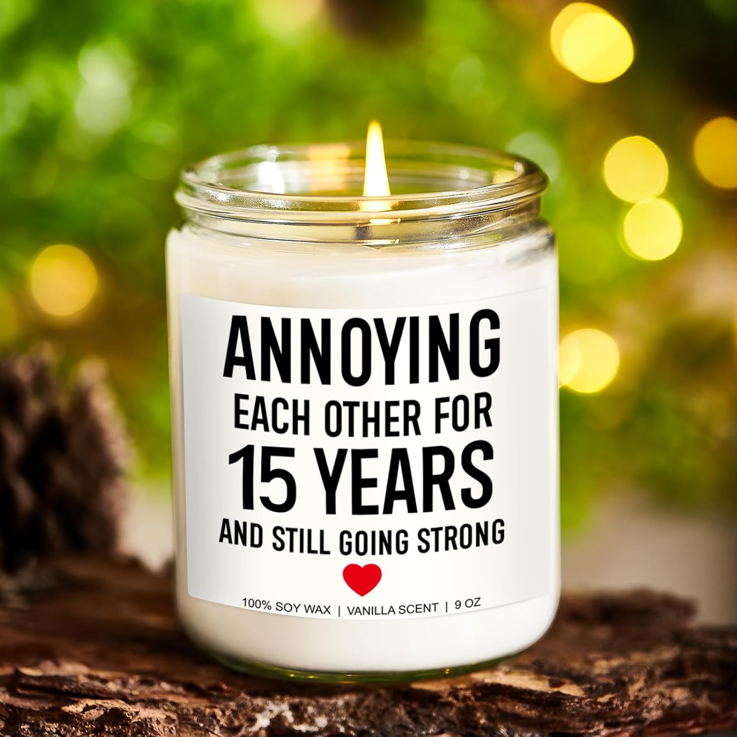 Funny 15 Years Candle, 15 Year Anniversary, Gifts For Him, Her - 15Th Anniversary, Gifts For Men, Women, Husband, Wife, Couple - 15Th Wedding Anniv. Crystal Presents - 9 Oz