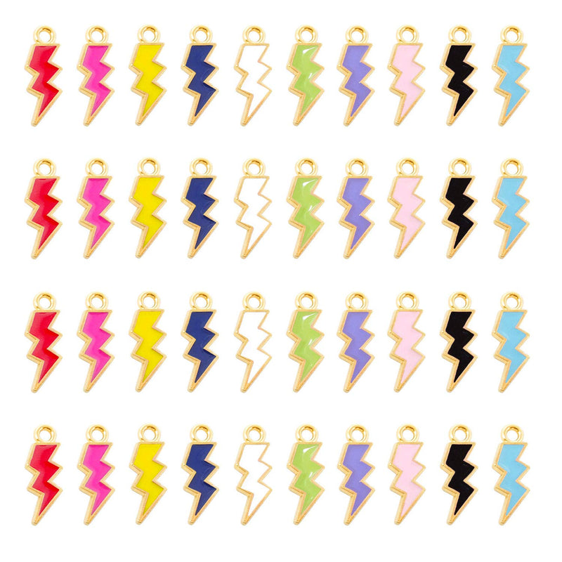 100Pcs Zinc Alloy Enamel Flash Shape Charms Pendants Lightning Bolt Charms Fla