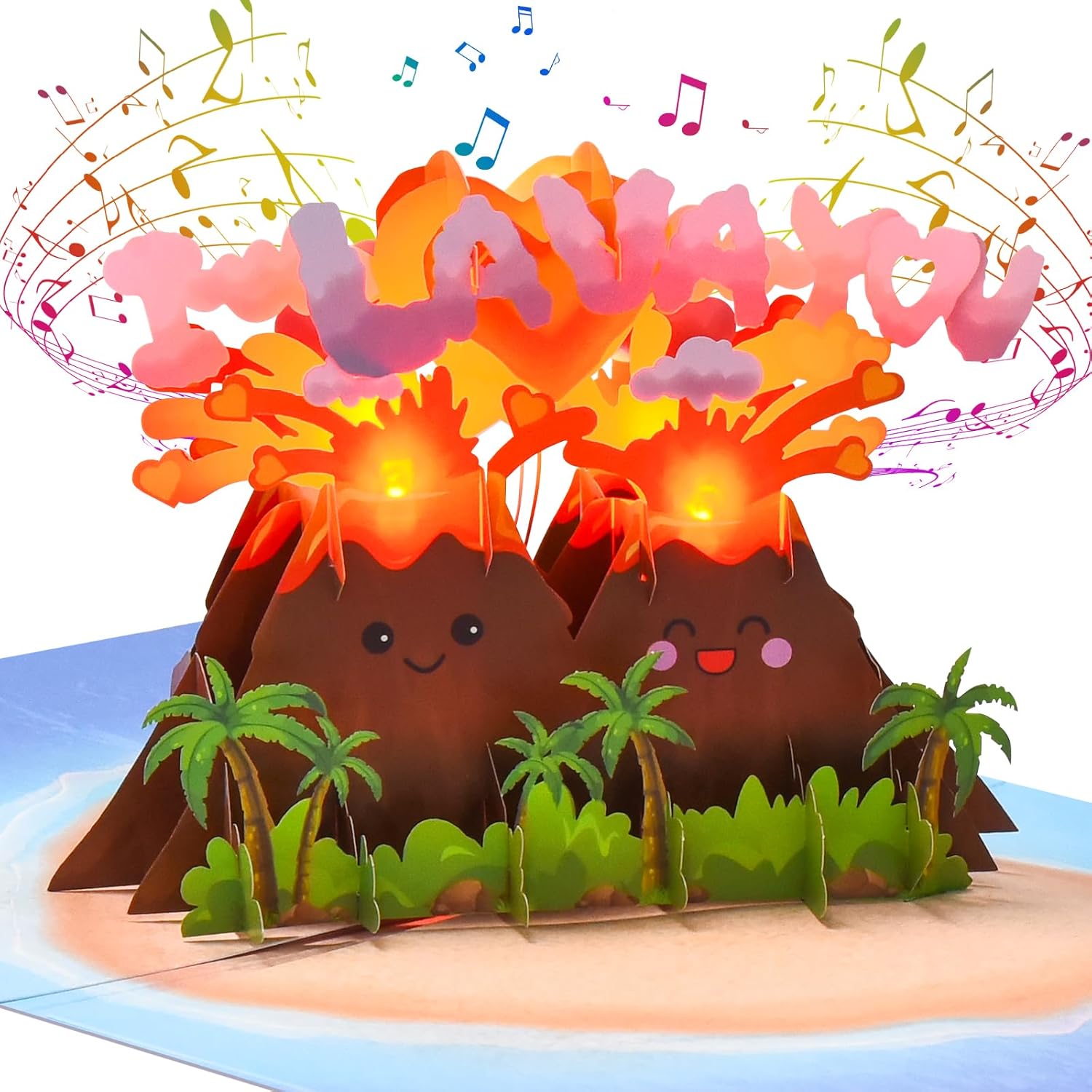 I Lava You Pop Up Anniversary Card For Wife,Husband,Couple, Musical 3D Romantic Valentines Day Card With Lights For Boyfriend Or Girlfriend, Funny Happy Anniversary Wedding Valentine Gift Volcano Card