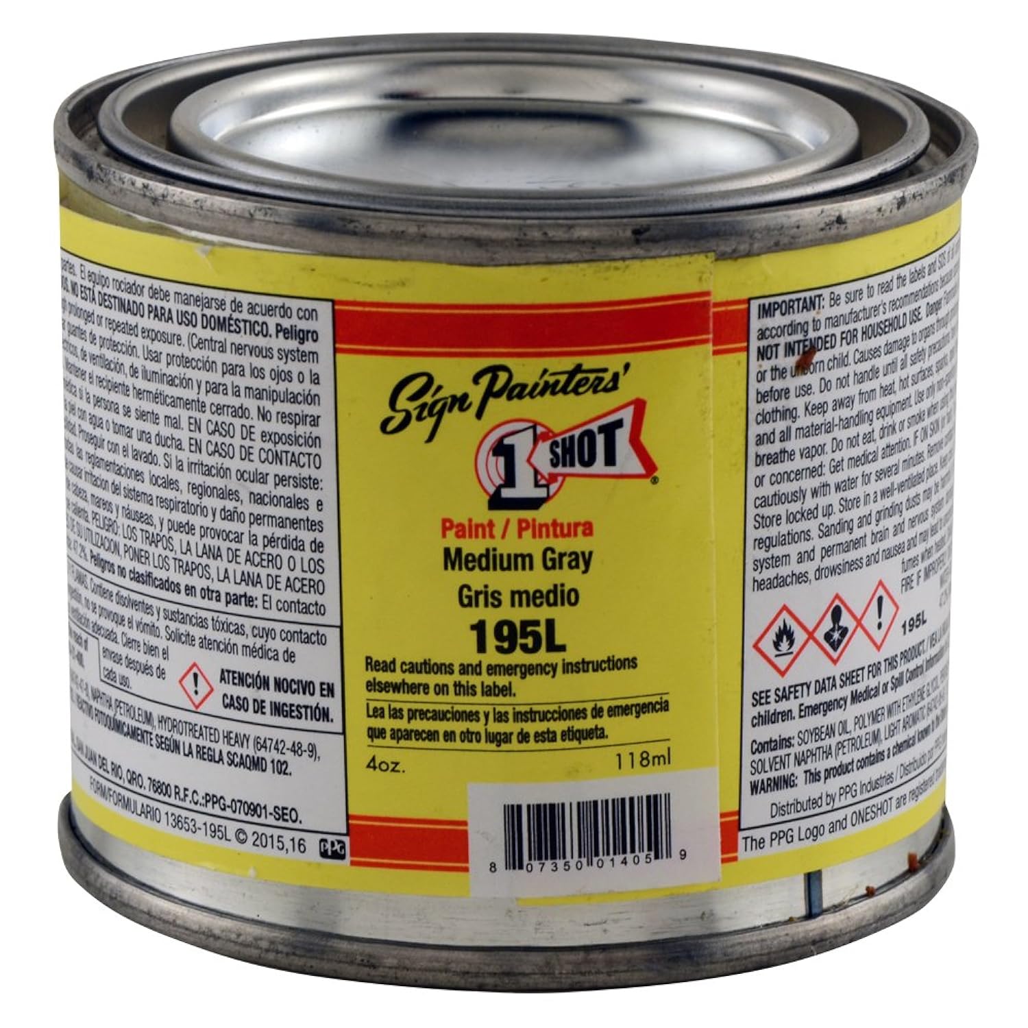 Medium Gray Pinstriping Lettering Enamel Paint, 1/4 Pint