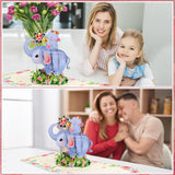 Birthday Card For Mom - 3D Mother Elephant And Baby Greeting Card With Envelope Pop Up 6" X 8" Cute Elephant Bouquet Flowers Design Gifts From Daughter Son For Mothers Day Birthday Christmas