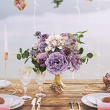 Purple Artificial Flowers Combo Cake Flowers Decorations Fake Peony Silk Roses Gift Box For Diy Wedding Bridal Bouquet Centerpieces Arrangements Party Baby Shower Holiday Decor (Purple)