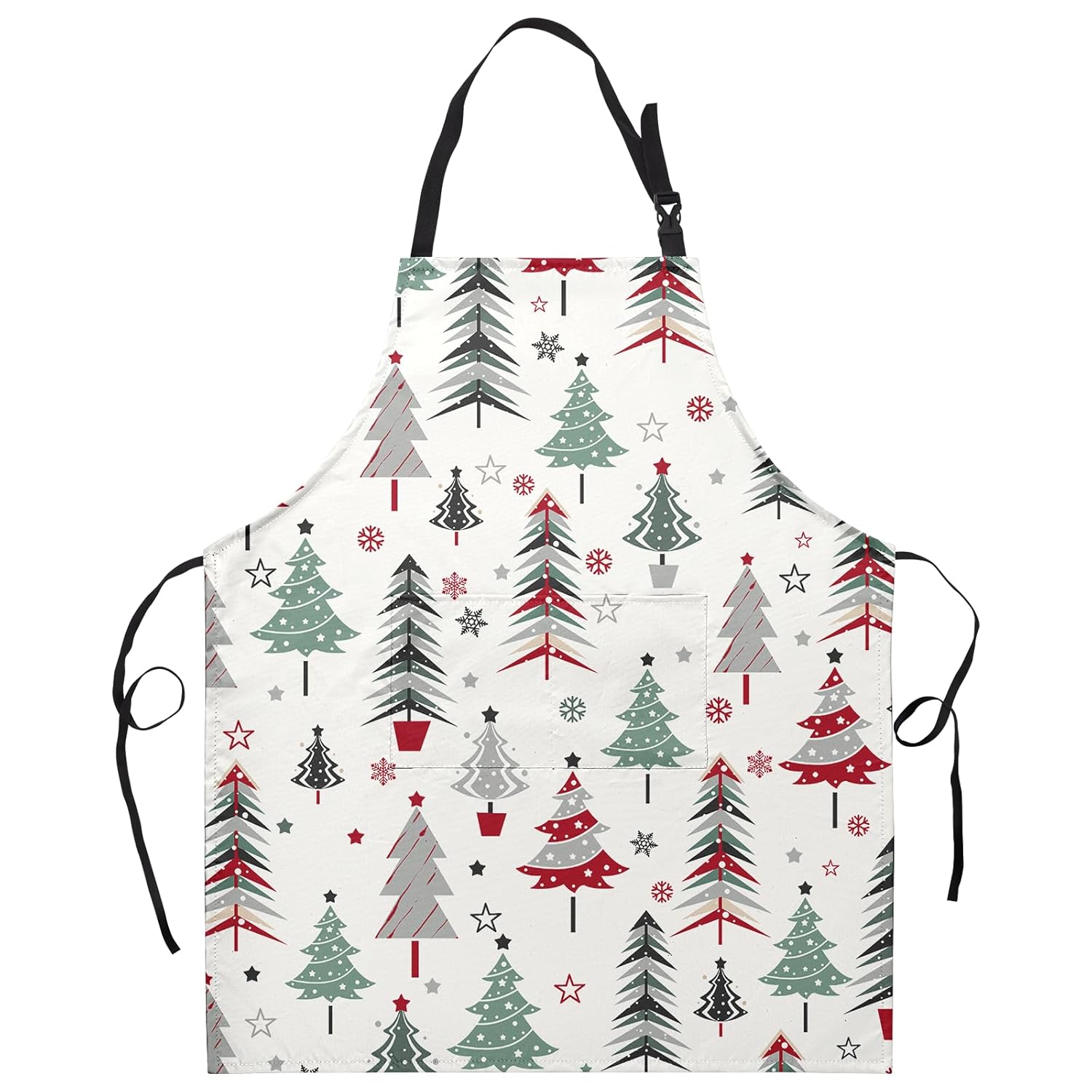 Christmas Tree Apron Xmas Aprons With Pocket Snowflake Stars Adjustable Bib Aprons For Women Winter Pine Trees Cooking Apron For Holiday Suitable For Bbq Grill Drawing Haircut