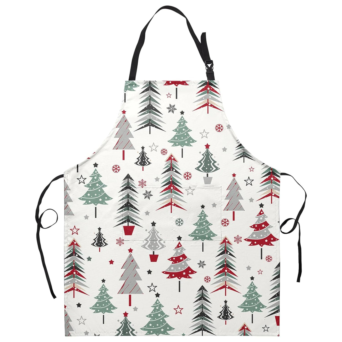 Christmas Tree Apron Xmas Aprons With Pocket Snowflake Stars Adjustable Bib Aprons For Women Winter Pine Trees Cooking Apron For Holiday Suitable For Bbq Grill Drawing Haircut