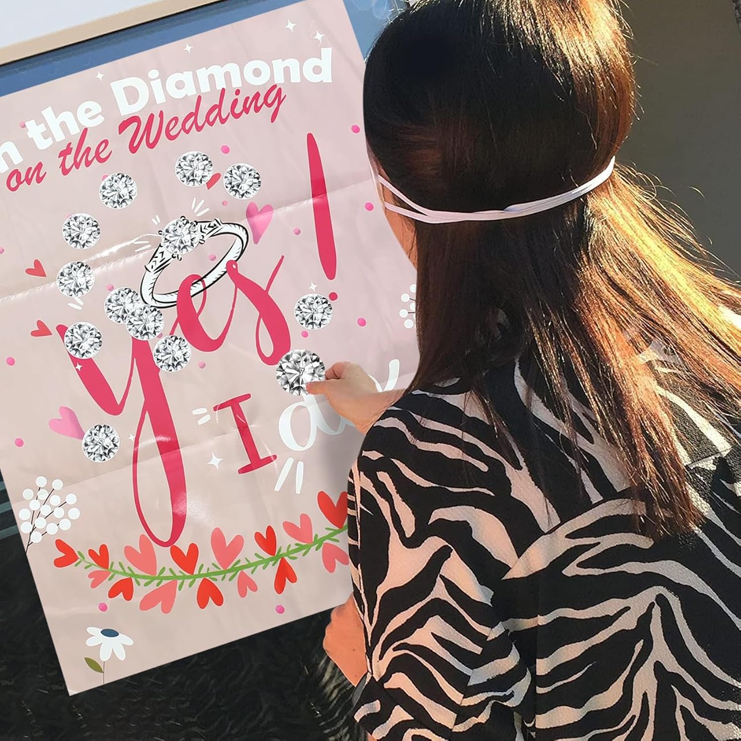 Bridal Shower Games, Pin The Diamond On The Wedding, Bridal Shower Wedding Bachelorette Party Engagement Shower Games Girls Night Party 30 Guests