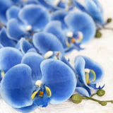 37 In Artificial Orchids Flowers Real Touch Artificial Flowers Faux Orchid Latex Silk 4 Pcs Long Stem Artificial Flowers For Tall Vase For Wedding Home Party Décor(Blue)