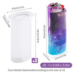 2Pcs Pocket Lighter Case Epoxy Resin Silicone Mold & Glitter Pack, Work For Standard Size Bic J6 Lighter Protective Cover Sleeve Pouch Wrap Holder Diy Art Craft (Classic/Full/Maxi/Regular/J6)