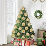 Glitter Poinsettia For Christmas Tree, 12 Pcs Artificial Christmas Flowers With Clips Stems Xmas Tree Ornaments For Wedding Party Wreath Decoration (New Gold)
