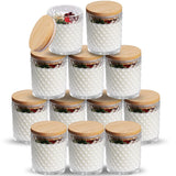 12 Pack Embossed Candle Jars For Making Candles, 6 Oz Glass Candle Jars With Lids Empty Food Storage Containers Tealight Holders For Spice, Powder, Liquid, Leakproof