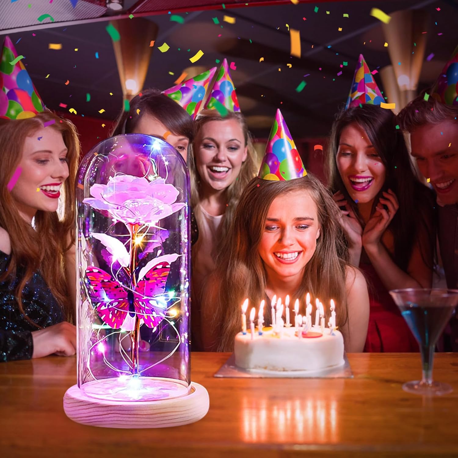 Gifts For Women Mom Birthday Gifts, Galaxy Glass Rose Forever Preserved Flowers For Delivery Prime Light Up Rose In Glass Dome Valentines Rose Gifts For Her Wife Daughter Girlfriend