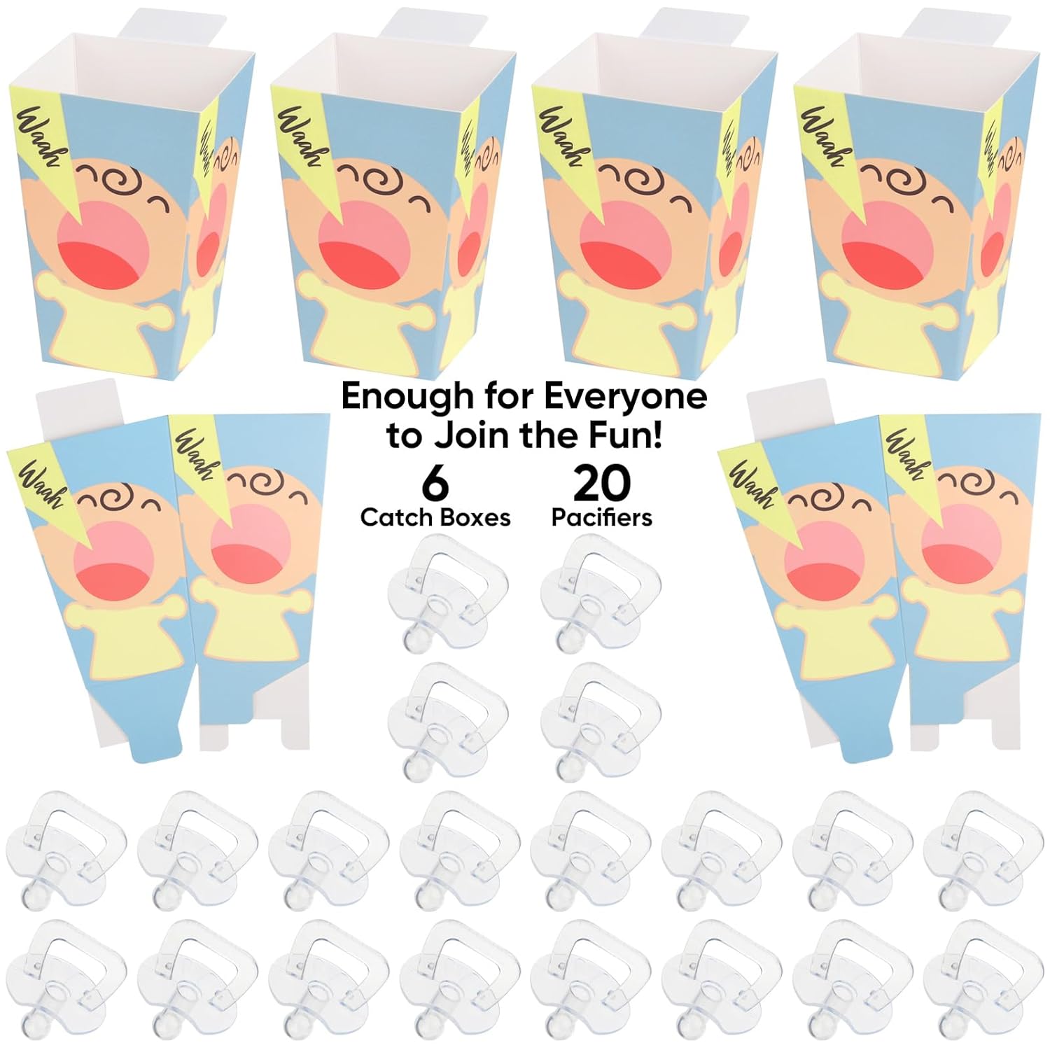 Baby Shower Games Funny Activities - Funniest Baby Shower Game Ever, Ice Breakers For Boy Or Girl, Catch That Pacifier (Blue)