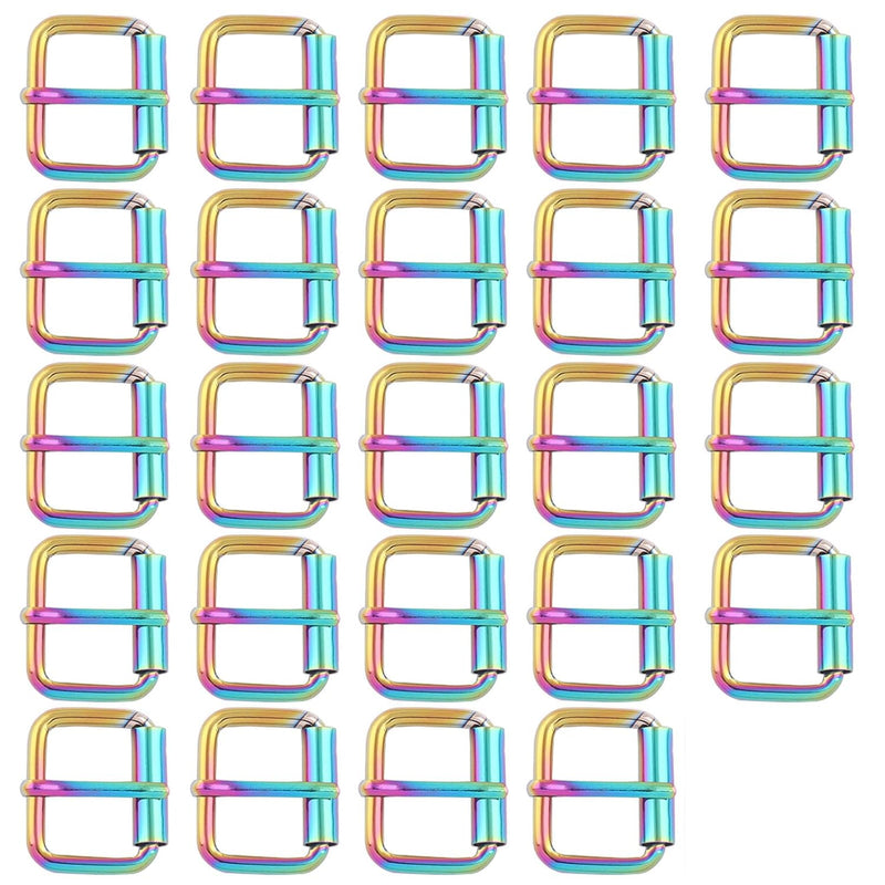 1" Rainbow Multi-Purpose Roller Buckle Metal Adjustable Belt Pin Buckle Bag St