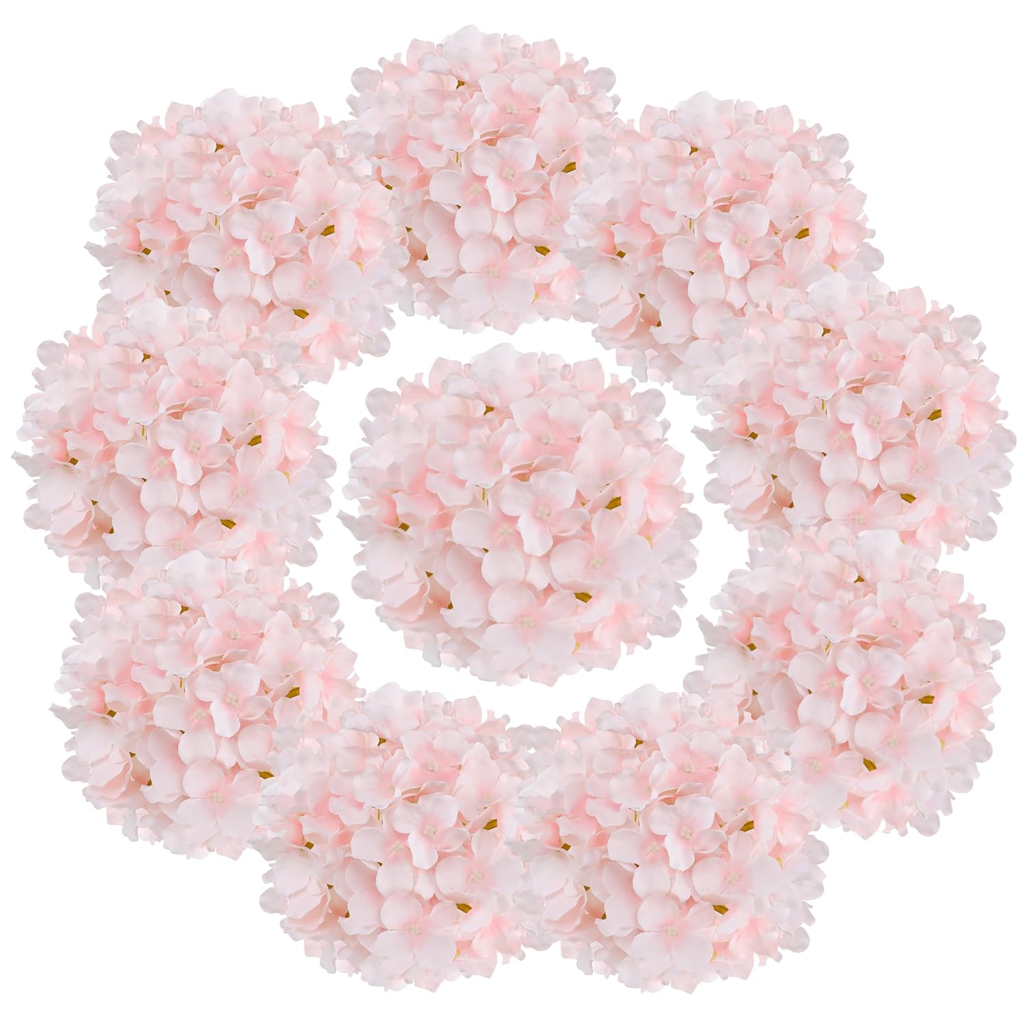 Fake Pink Hydrangea Artificial Flowers - Faux Silk Hydrangeas Flowers Heads With Stems Real Touch For Home Wedding Party Table Decor(Pink,Pack Of 10)