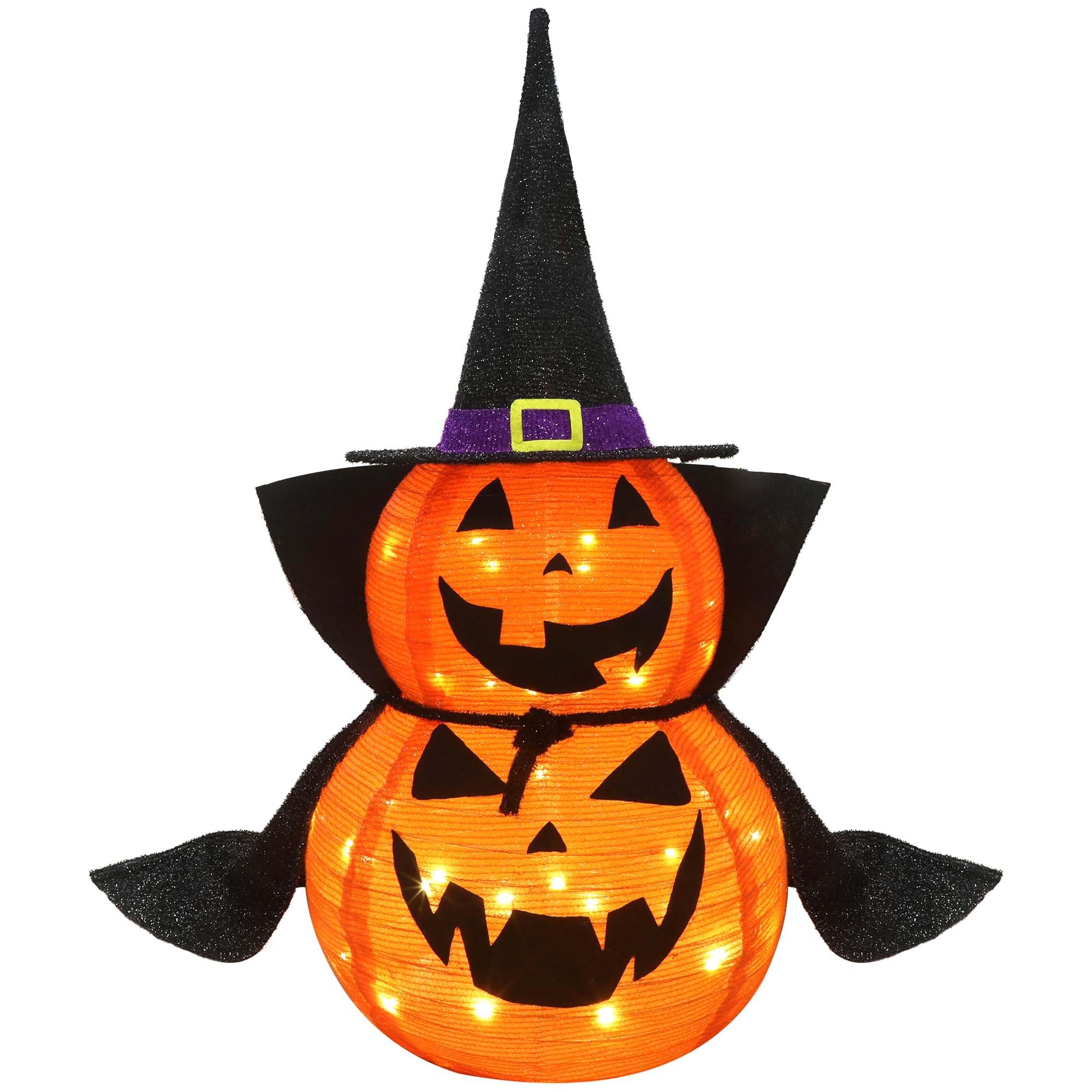 3FT Halloween Collapsible Pumpkin Decoration, 50 LED Plug in Jack-O-Lantern