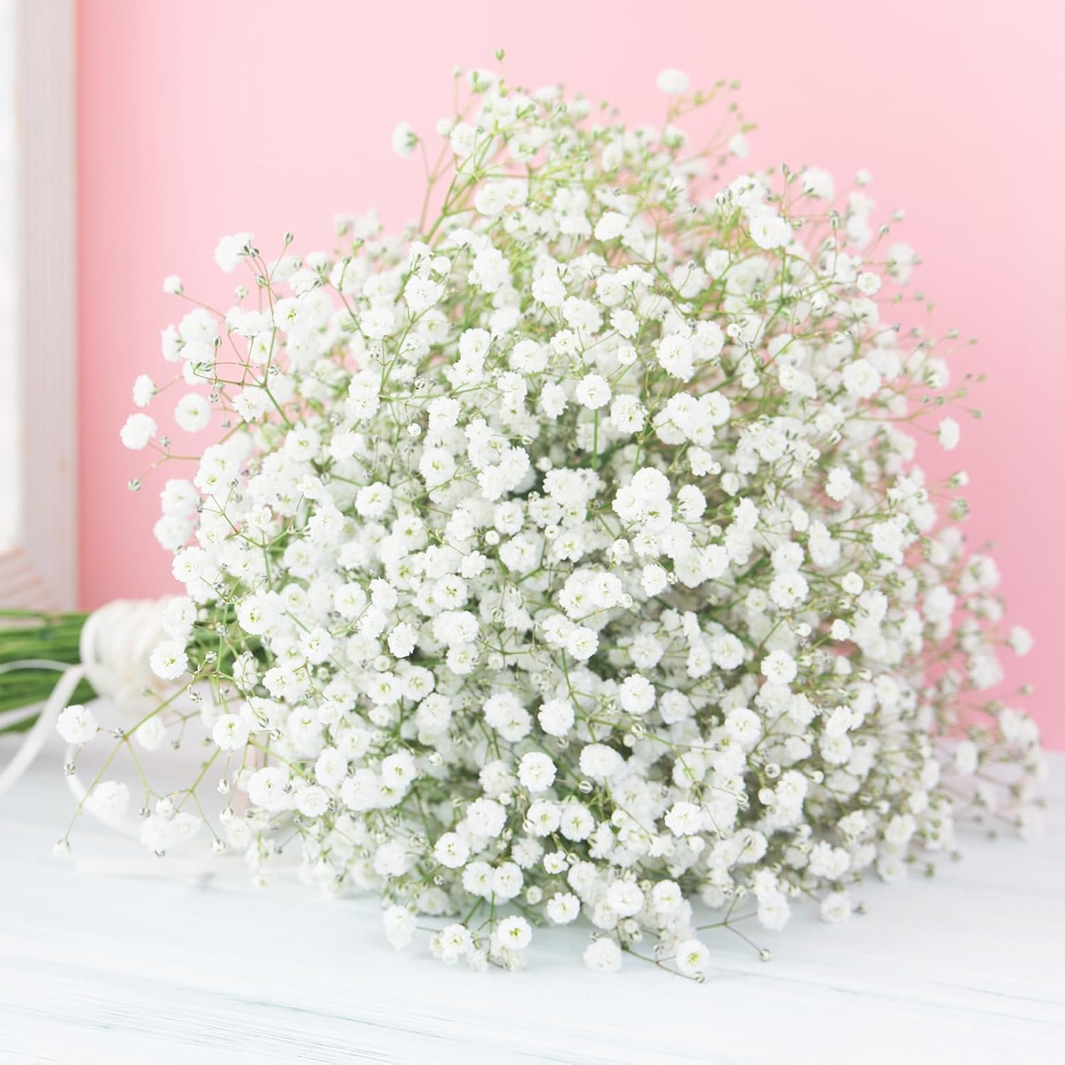 150 Pcs Baby Breath Artificial Flowers Fake White Baby Breath Flower Artificial Bulk Real Touch Faux Gypsophila Bouquet For Wedding Floral Arrangement Centerpieces Table Decoration (White, 150 Pcs)