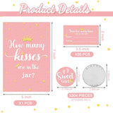 555 Pcs How Many Kisses Baby Shower Games, Pink And Gold Standing Sign Guessing Cards Kisses Stickers For Kids Girl Birthday Baby Shower Sprinkle Party Decoration (No Candy And Jar)