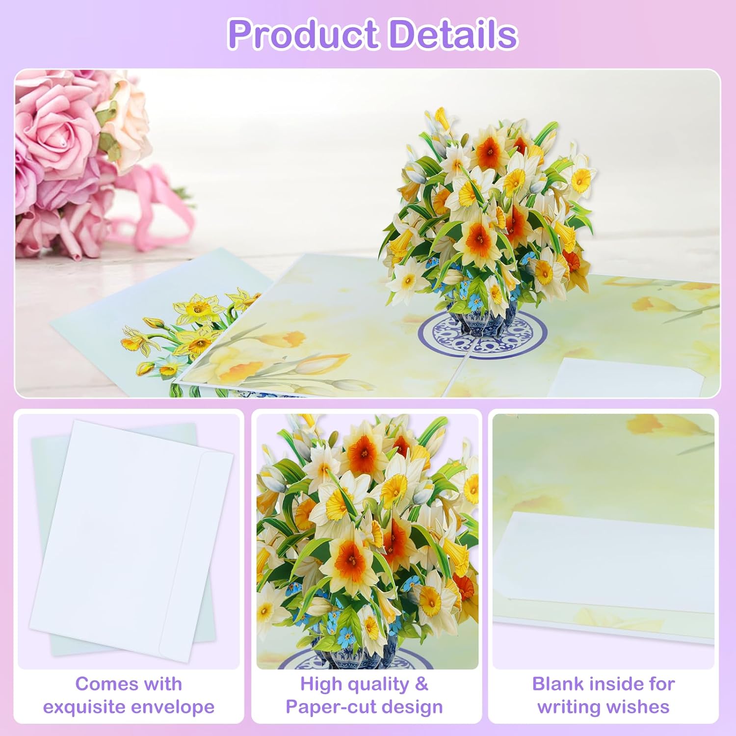 Birthday Cards For Women - 3D Pop Up Flowers Mother'S Day Card With Envelope And Blank Note For Best Mom Women Wife Grandma Aunt Daughter Sisters Friends