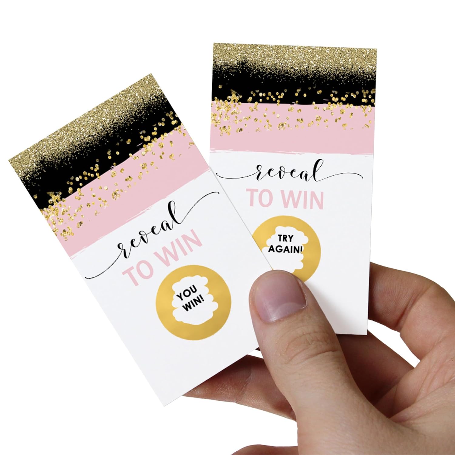 Blush & Gold Scratch-Off Game Cards For Bridal, Baby Showers, Weddings, Raffles - 28 Pack