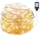 33FT Plug In Fairy Lights 100 LED Warm White Waterproof Silver Wire String Lights for Wedding Patio Indoor Outdoor Decor