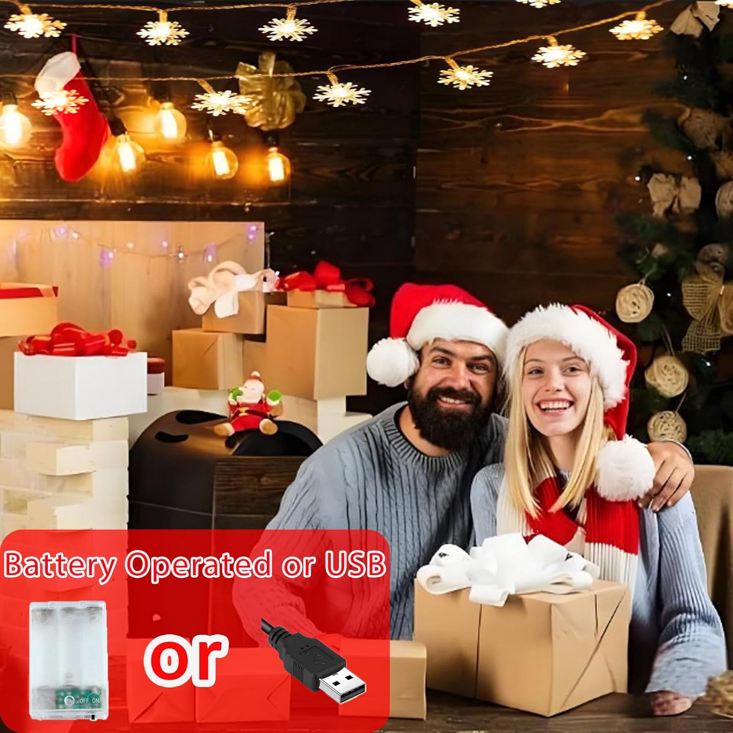 Christmas Lights, Snowflake String Lights,Fairy Lights9.8Ft,20Led,Battery Operated,Extendable For Indoor Outdoor, Holida