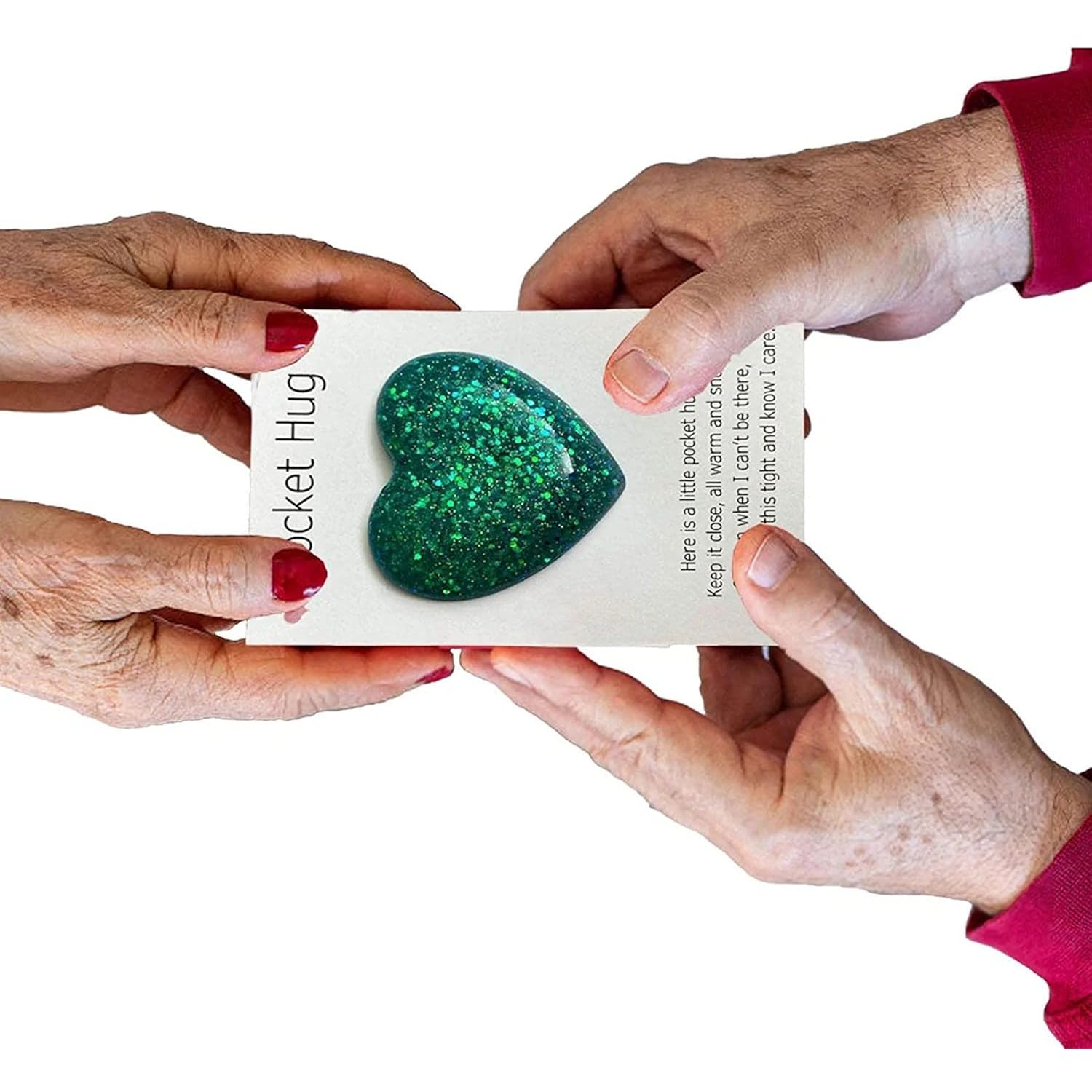 4 Pack Pocket Hug Heart Token With Greeting Card - Pocket Hug Cards Keepsake Gifts - Hug Miss You Birthday Wedding Valentines Mothers Day Gifts For Mom Women