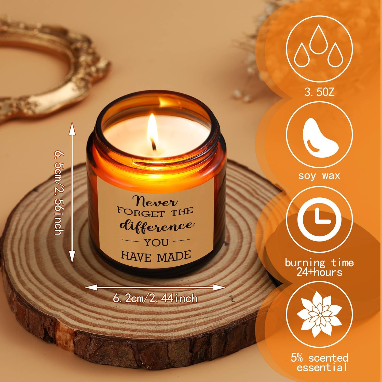 12 Pieces Thank You Candle Gifts 3.5 Oz Teacher Employee Appreciation Gift Jar Soy Wax Candle Set For Women Men Nurses Teachers(Vintage)