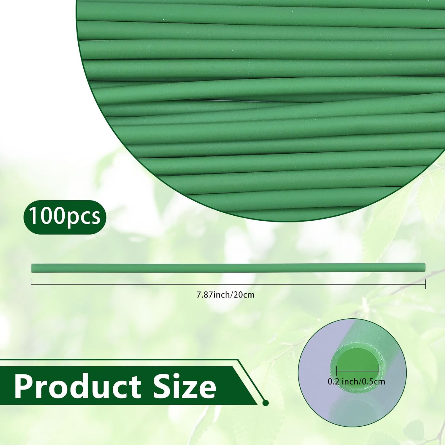 100Pcs Green Tubing Roll Flower Tubes Floral Bouquets Accessories Florist Bundling Wire Stem For Bundling Artificial Flower Making