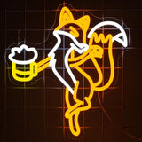 Fox Beer Neon Sign Dimmable LED Animal Wall Light for Home Bar Man Cave Party Decor
