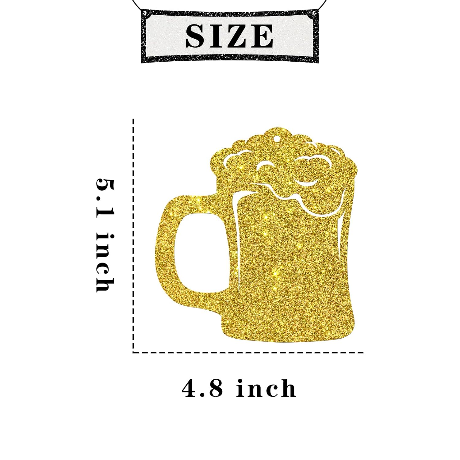 Beer Mug Hanging Swirl Decorations - Glitter 12 Pcs Mug Pennant Party Supplies - Beer Birthday - Wedding Streamers - Cheers & Beers Party Foil Swirls Ceiling Decorations