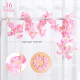 16 Pack 94.4Ft Artificial Cherry Blossom Vines Cherry Blossom Flower Garland Hanging Silk Cute Room Decor For Japanese Kawaii Bedroom Party Wedding Spring Home Decorations (Pink)