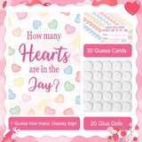 30 Players Valentines Game For Family Office Large Groups Party Adults, Valentine'S Day Guess How Many Hearts Are In The Jar Games Classroom Activities With Guess Cards (Heart)