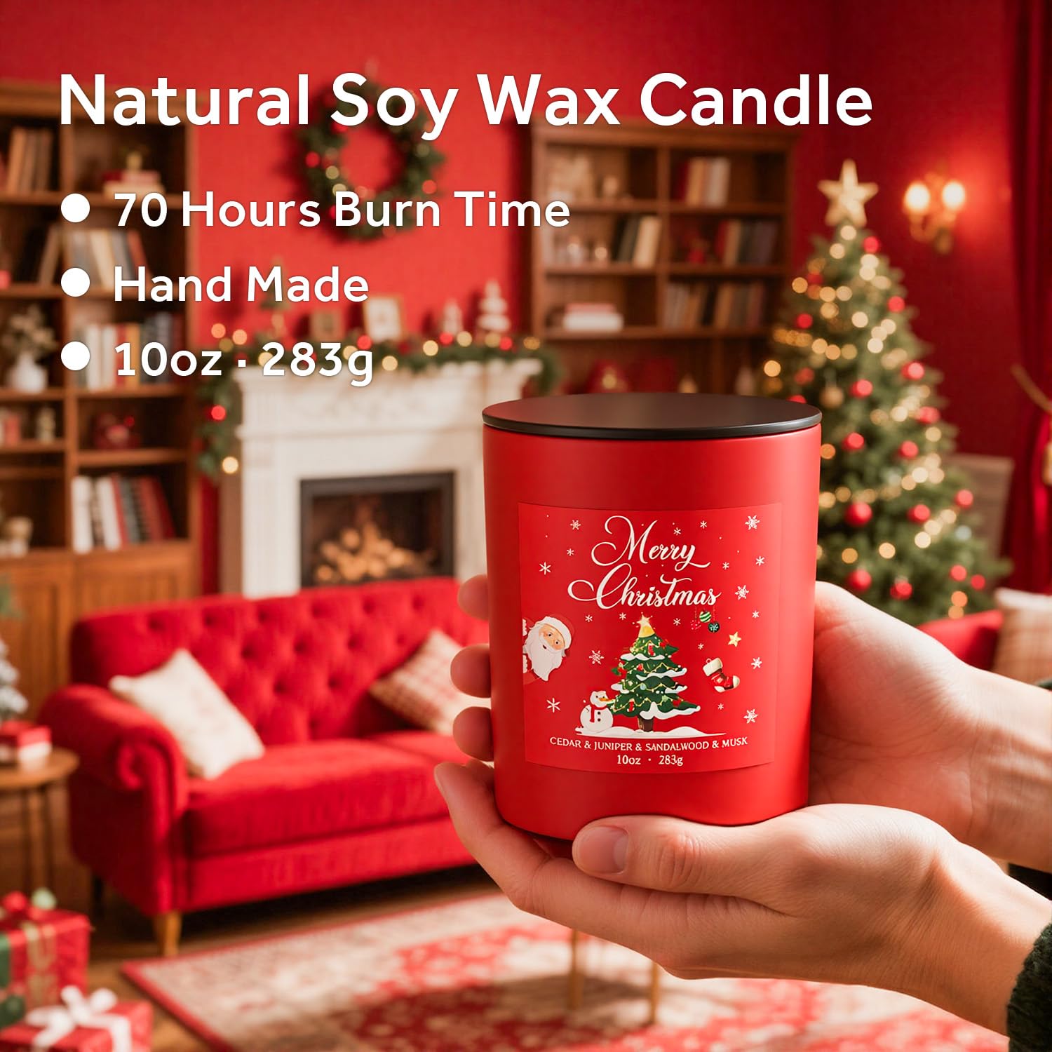 Christmas Candles, 10Oz Scented Candles Gifts For Women, Merry Christmas Gifts For Women And Men