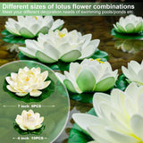 16Pcs Artificial Floating Pool Flowers, 7In & 4In Fake Water Lily Pads Flowers, Lotus Flower Floating Pool Decorations